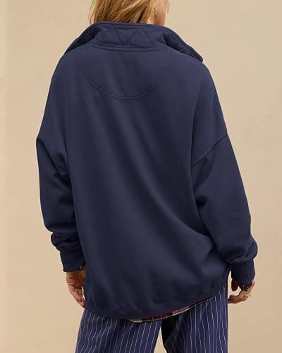 Gacaky Sweatshirt for Women Oversized Casual Long Sleeve Button Henley Neck Pullover Tops Fashion Outfits Clothes thumbnail 4