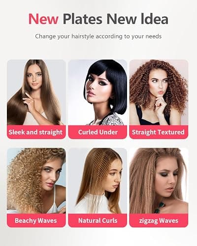Hair Crimper Waver,Professional Women Hair Straightener Irons 4-in-1 Set Create Zig Zag Waves,Crimps Smooth Styles,Negative Ions Tourmaline Ceramic Plates Healthy Shiny Less Frizz,Styling Tools thumbnail 4
