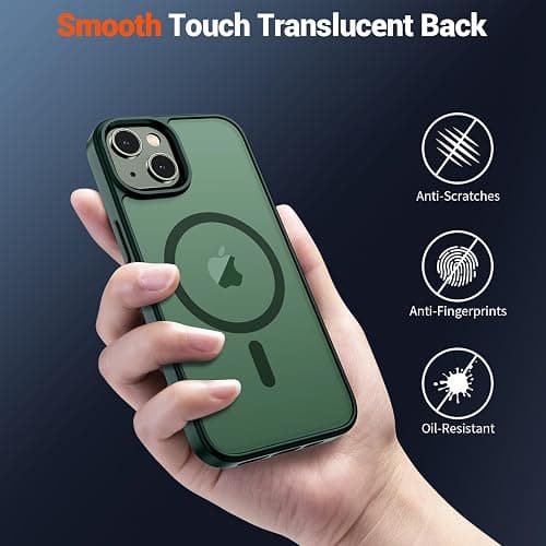 SUPFINE Magnetic for iPhone 14 Case & iPhone 13 Case (Compatible with MagSafe)(Military Grade Drop Protection) Slim Translucent Matte Shockproof Phone Cover,Forest Green thumbnail 6