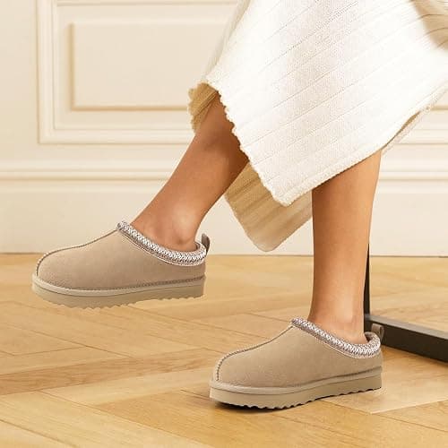 Litfun Women's Fuzzy House Slippers Genuine Suede Fluffy Winter Slipper Cozy Furry Warm Shoes Indoor/Outdoor thumbnail 2
