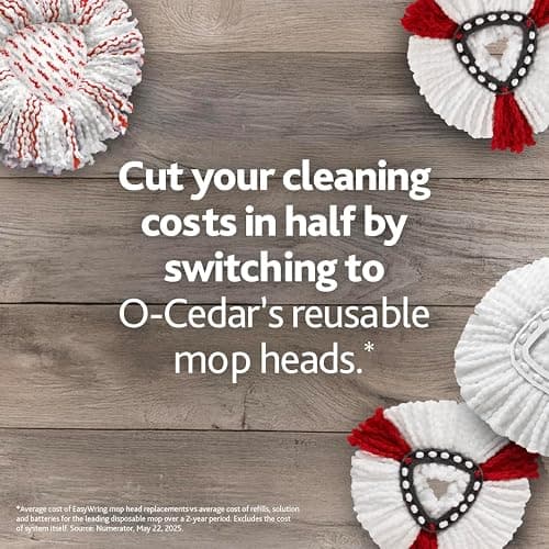 O-Cedar EasyWring Microfiber Spin Mop, Bucket Floor Cleaning System, Red, Gray, Standard thumbnail 11