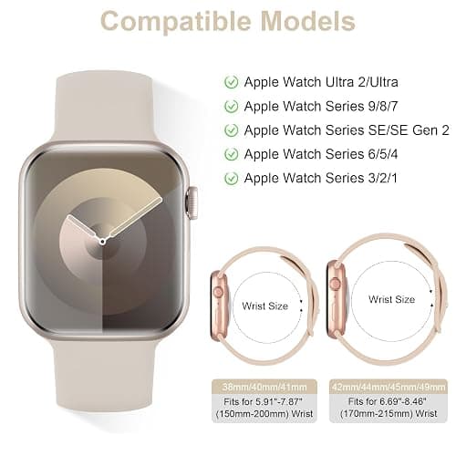6 Pack Silicone Sport Bands Compatible with Apple Watch Band 38mm 40mm 41mm 42mm 44mm 45mm 46mm 49mm Women Men, Soft Strap Waterproof Wristband for iWatch Series 10 9 8 7 6 5 4 3 2 1 Ultra SE thumbnail 2