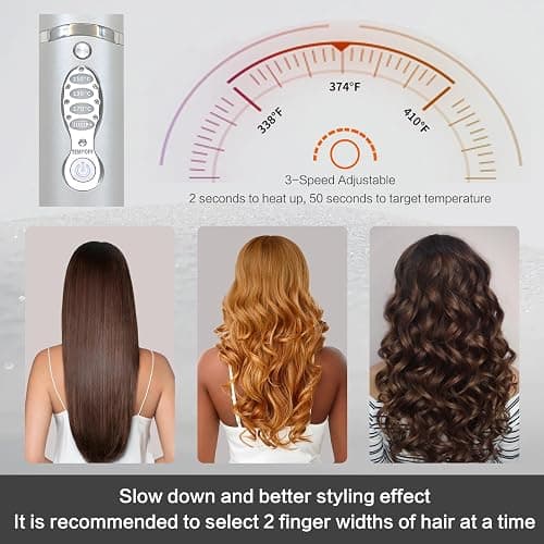 Cordless Hair Straighteners 5000 mAh Long Range Titanium Portable Flat Iron Wireless Mini Hair Straightener 2 in 1 for Straightening and Curling Travel Straightener max. 210℃/410℉ Heats Up in Seconds thumbnail 5