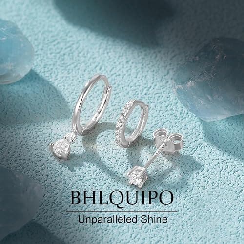 BHLQUIPO Gold Earrings for Women Trendy Set of 3 Pair Dainty Gold Dangle Small Hoop Stud Earrings for Women 14K Gold Plated Huggie Hoop Earrings for Women Cartilage Second Hole Earrings Stack for Women thumbnail 4