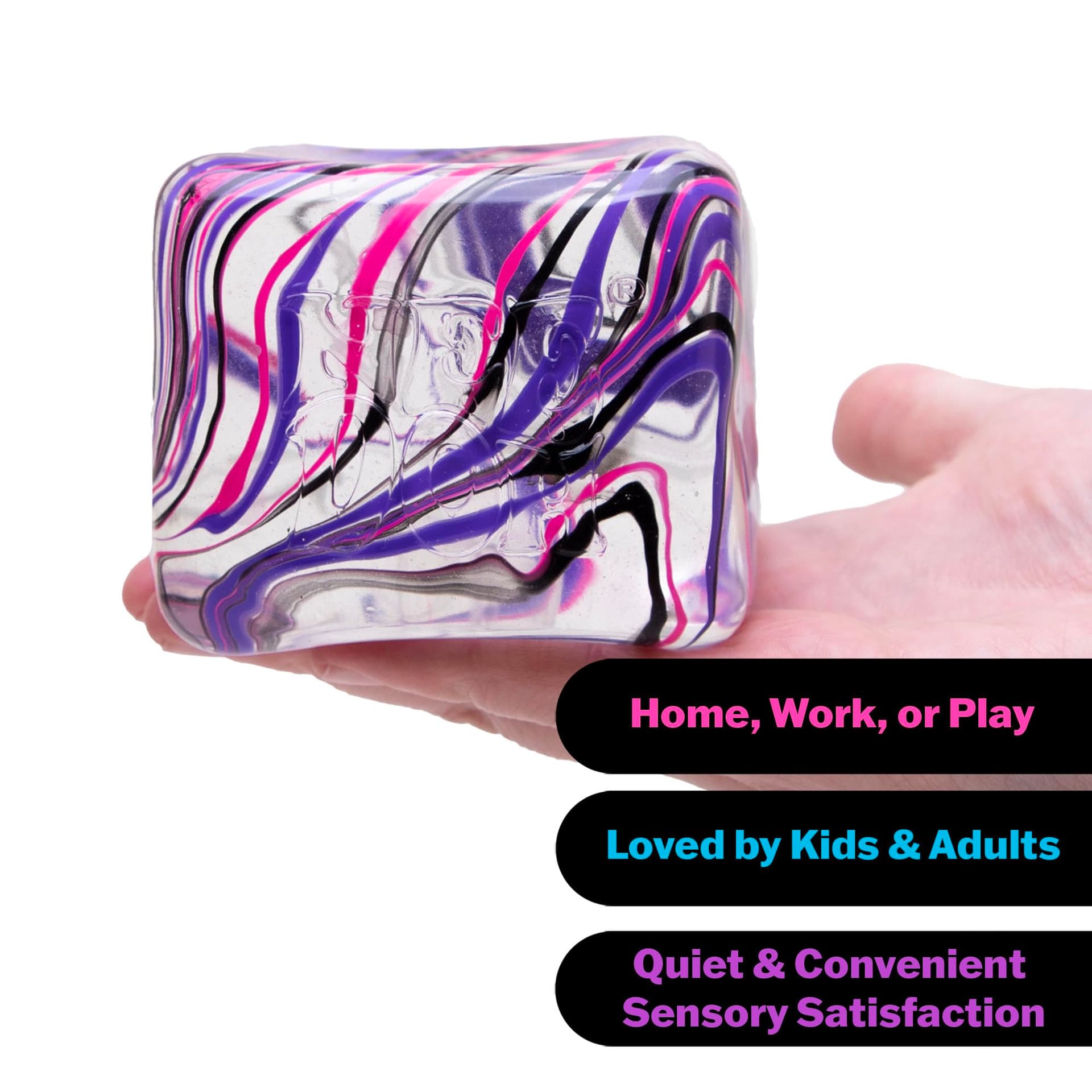 Needoh Nice Berg Swirl, Assorted Colours - Super-Sized Solid Squish, Unique Marbled Colour Blend, Returns to Square Shape After Squeeze, Tactile Sensory Fun, Ideal Stress Relief thumbnail 5