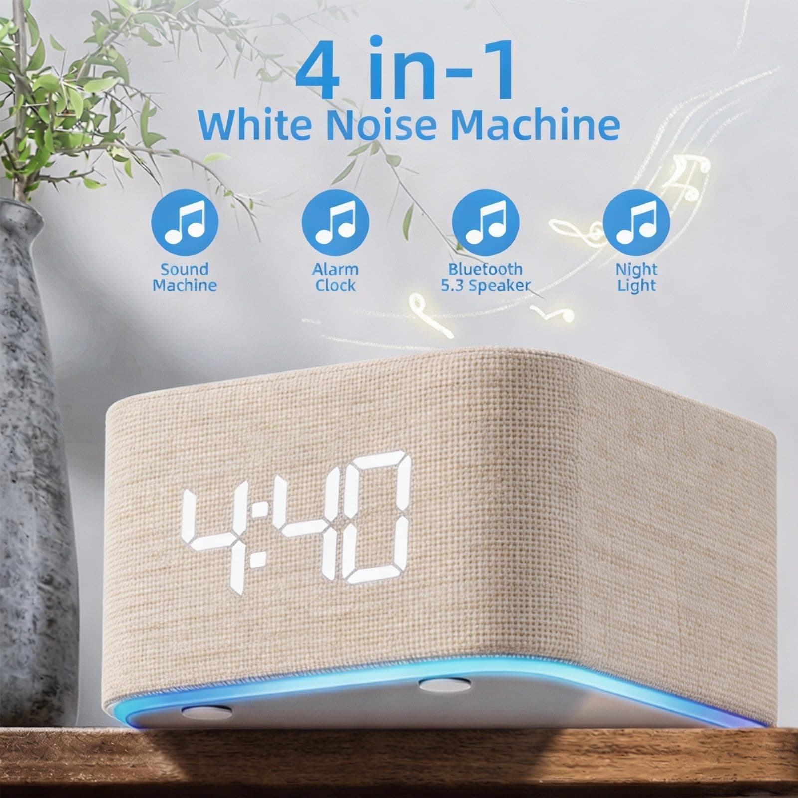 White Noise Machine, Bluetooth Speaker 32+ Soothing Sounds 5 Timer Setting thumbnail 2