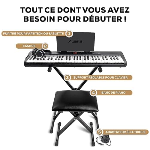 Alesis Melody 61 Piano Numérique 61 Touches pour Débutants avec Haut-Parleurs, Support, Banc, Casque, Pupitre, 300 Sons et des Leçons de Musique thumbnail 3
