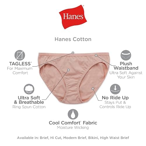 Hanes women's Hi-Cut Panties Pack, Lightweight Cotton Hi-Cuts, 6-Pack (Retired, Colors May Vary) thumbnail 5
