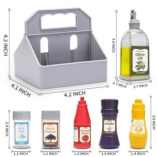 6 Pcs Condiment Toys with Storage Rack and Gift Box, Play Food Set for Kids Kitchen, Pretend Food Play Kitchen Accessories for Toddler, Preschool Learning Toys for Boy Girl, Pretend Grocery Store thumbnail 3