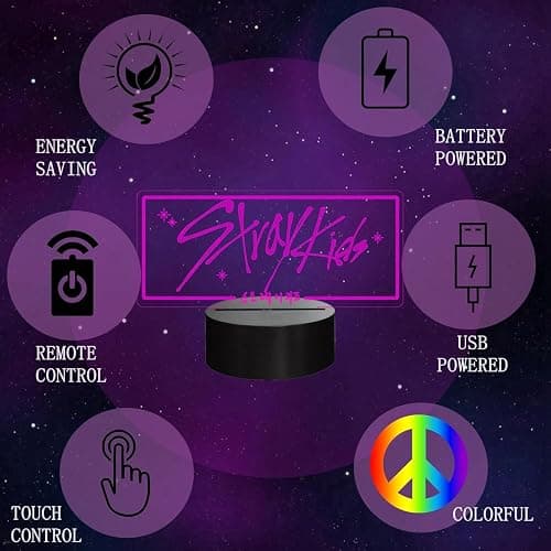 Music Merch, 3D Night Light - 16 Colors Adjustable Night Light with Remote, Dim, Fans Gifts for Christmas Birthday Boys Girls - Red R1 thumbnail 9