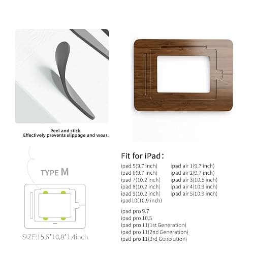AFOOYO Bamboo Tablet Stand - Portable & Adjustable 5 Angles,Laptop Riser,Book Reading Stand,Compatible with 9.7/10.2/10.5/10.9/11 inches (Walnut Varnish) thumbnail 7