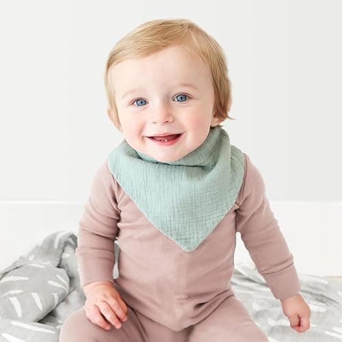 Konssy Muslin Baby Bibs 10 Pack Baby Bandana Drool Bibs 100% Cotton for Unisex Boys and Girls, Soft Absorbent Set for Teething and Drooling thumbnail 2