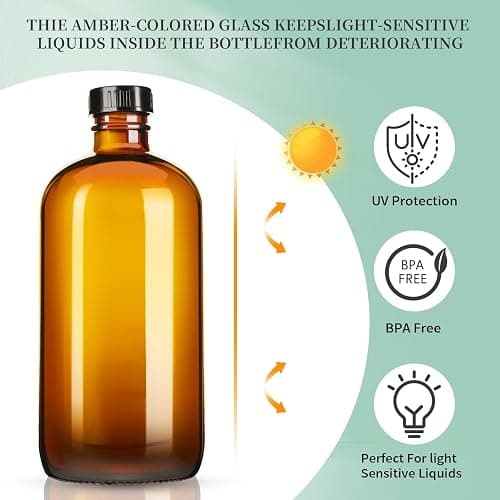 GIVAMEIHF 16oz Amber Glass Spray Bottles,6 Pack Glass Spray Bottles Refillable Empty Bottle with Adjustable Nozzle,Spray Bottle for Essential Oils,Cleaning,Pets,Hair Mister thumbnail 5