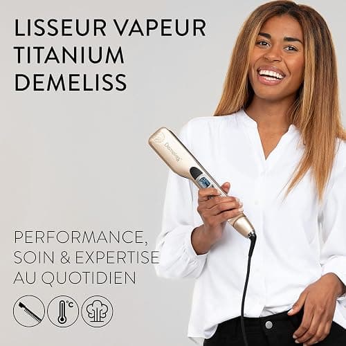 Demeliss SAINT ALGUE Lisseur Vapeur TITANIUM - Plaques Titane - Vapeur Ultra Puissante - Réservoir XL 40ml Intégré - Peigne Amovible - Lissage Tous Types de Cheveux - 5 Températures - Professionnel thumbnail 7