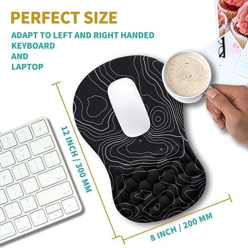 Hokafenle Ergonomic Mouse Pad Wrist Support, Wrist Rest Mousepad for Carpal Tunnel Pain Relief with Integrated Memory Foam Slope Massage Bulge (11.8x7.9 inch,Topographic Contour) thumbnail 3