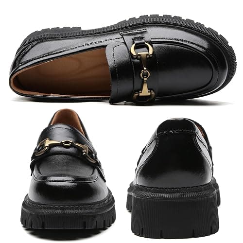 OKJ Loafers for Women Chunky Women's Loafers & Slip-ons Fashion Penny Comfort Business Casual Shoes Dressy Office Work Slip on Black Platform Loafers for Womens thumbnail 5