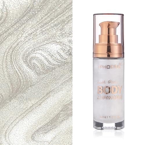 Body Shimmer Oil, Diamond Platinum Natural Glow Luminizer, Long Lasting Waterproof Moisturizing Liquid Illuminator Highlighter Makeup for a Sun-Kissed Glow, Brush Include, 1oz, Light Fair thumbnail 3