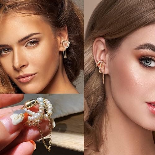 35 PCS Gold Silver Adjustable Ear Cuffs Earrings for Women Non-Piercing Cartilage Clip on Earrings Wrap Ear Jewelry Set,Punk Snake Butterfly Claw Stud Earrings for Women Gift thumbnail 3