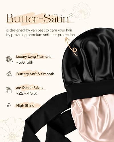 Yanibest Satin Silk Bonnet for Sleeping Women, Double Layer Hair Bonnet with Elastic Tie Band for Curly Natural Hair thumbnail 3