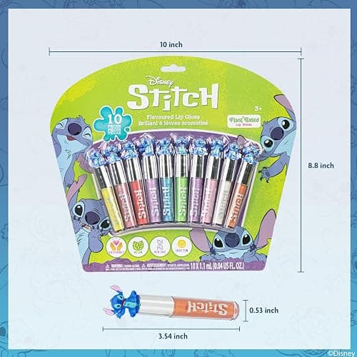 Stitch 10 Piece Plant Based Lip Gloss, Girls Party Favours, First Makeup Set for Girl, Perfect for Parties, Sleepovers and Birthday Gifts, Ages 3+, by Townley Girl thumbnail 7