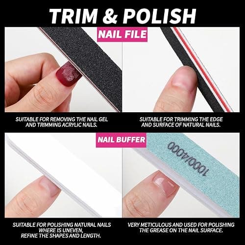 FANDAME Gel Nail Polish Remover Tools Kit, 10 PCS Nail Polish Remover Clips Black, 100ml Nail Polish Remover Bottle, 500PCS Cotton Pad, Nail Brush, Cuticle Pusher, Nail File, Buffer Block Tools kit thumbnail 4