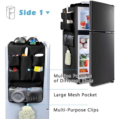 FRECOLSH Mini Fridge Organizer 65" x 12.5" - Over The Fridge Storage With 16 Pockets - Organization and Storage for Pantry Goods, Utensils & More Office or Dorm Essentials thumbnail 4