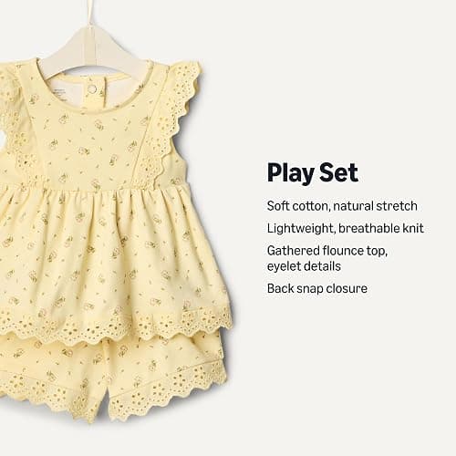 Amazon Essentials x Sofia Grainge Toddlers and Baby Girls' Eyelet Short & Top Set thumbnail 2
