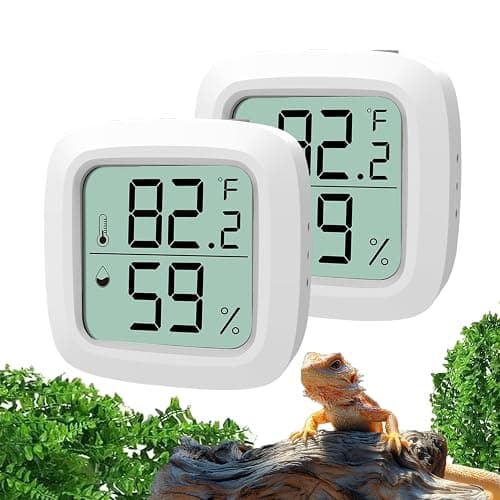 Oasirep 2-Pack Reptile Thermometer and Hygrometer – LCD Digital Temp & Humidity Monitor for Bearded Dragon, Gecko, Snake Tanks, Incubation Boxes, Indoor Pet Habitats - Image 1