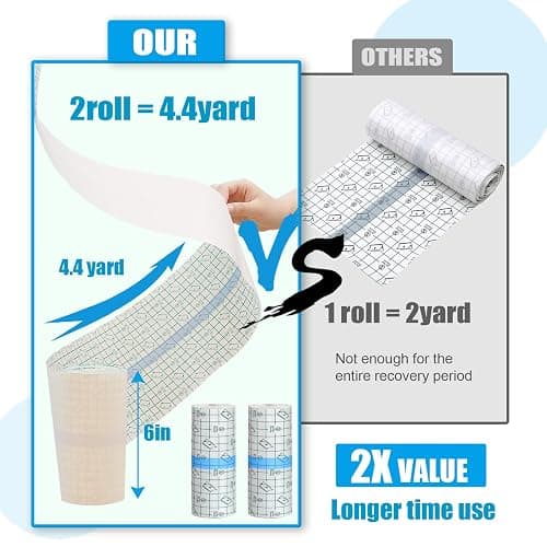 2 Rolls Aftercare Bandage Urknall 6"x4.4Yd Second Skin Tattoo Cover Up Patch Breathable Bandage Tape Waterproof Wraps Transparent Film for Healing, Showering & Color Protection thumbnail 2