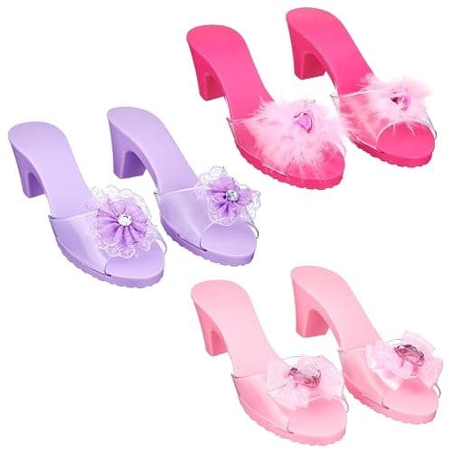 3-Pack Princess Shoe Set - Dress Up Royalty Kids Heels Slip On Shoes - Pastel Colored Princess Dress Up Shoes, Pretend Play High Heels For Kids - Fits Toddler Size 7-10 thumbnail 2