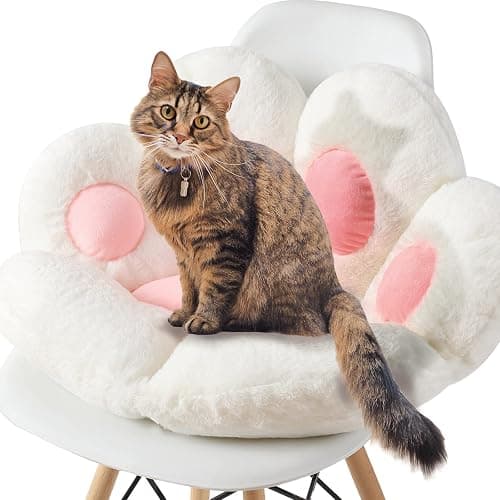 Ditucu Cat Paw Cushion Kawaii Chair Cushions 27.5 x 23.6 inch Cute Stuff Seat Pad Comfy Lazy Sofa Office Floor Pillow for Gaming Chairs Room Decor White thumbnail 8