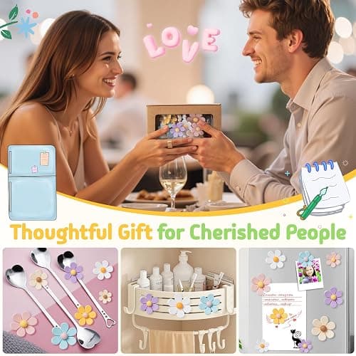 Homestheix - 3D Flower Magnets for Fridge 16 Pcs - Fridge Magnets Cute - Strong Refrigerator Magnet - Adorable Decorations for Office - Colorful Kitchen Decor - Cute Desk Accessories for Whiteboard thumbnail 7