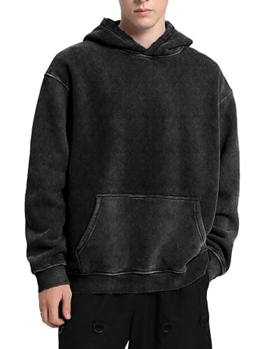 FAIABLE Mens Hoodies Oversized Unisex Acid Wash Hoodie Heavyweight Fleece Vintage Cotton Sweatshirt Men Women Streetwear thumbnail 2