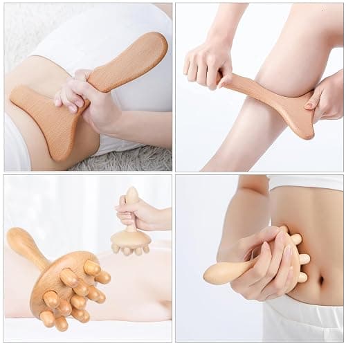 Komogir Wood Therapy Massage Tools 5-in-1 Lymphatic Drainage Massager Maderoterapia Kit Wooden Massager Body Sculpting Tools for Muscle Pain Relief, Anti-Cellulite, Body Contouring and Shaping thumbnail 5