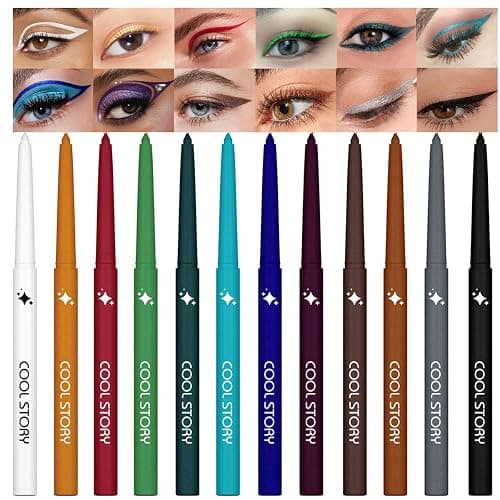 12 Colors Shimmer Eyeliner Pen Set, Waterproof, Long-Lasting, Glitter Eyeliner for Bold Eye Makeup, Metallic Glitter Finish, Eye Liner For Older Women, lapiz de ojos delineador de ojos contra el agua - Image 1