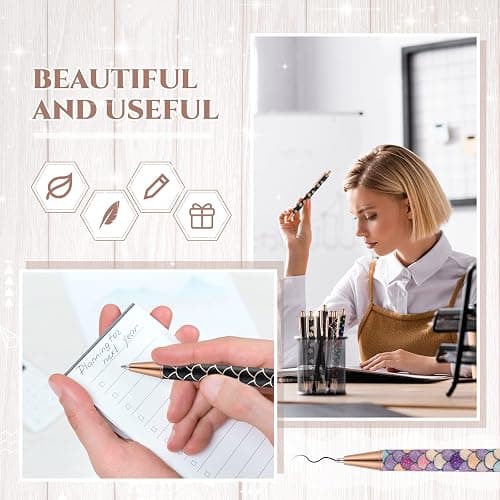 Sherr 7 Pcs Fancy Pens for Women Cute Sparkly Glitter Pens with 10 Pcs Black Ink Refills Pretty Gifts for Girls Office School Christmas Graduation(Simple) thumbnail 4