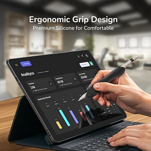 ELETIUO Grip Compatible with Apple Pencil Pro,1st/2nd Generation,USB-C Model,Protective Silicone Sleeve Cover with Anti-Slip Texture,Ergonomic Dual-Head Design,Magnetic Charging and Double Tap,Black thumbnail 5
