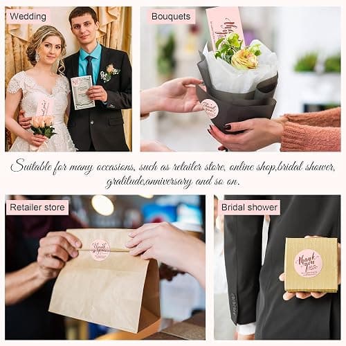 Outus 600 Pieces Thank You for Supporting My Small Business Cards and Stickers Set - Pink Gold Foil Thank You Cards for Retail Store Package Insert Envelope Seals Business Owner Sellers thumbnail 6