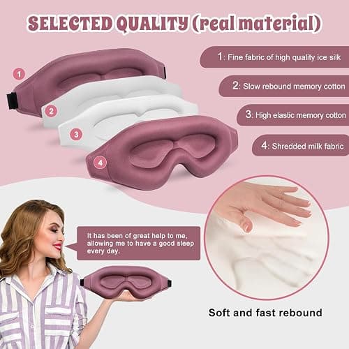 Clbxzwc 3D Advanced Eye Mask for Sleeping, Ultra Delicate Soft Skin Friendly Eye mask,100% Blackout Sleep Eye Mask for Sleep, Eyelash Extension Sleep mask, Sleeping Eye Masks for Men and Women thumbnail 3