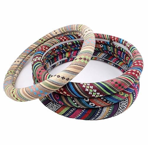 Boho Steering Wheel Cover for Women Men Baja Blanket Enthic Car Steering Wheel Cover Ethnic Car SUV Wheel Protector, Breathable, Anti-Slip, Odorless, Universal Fit 14.5-15 Inch thumbnail 7