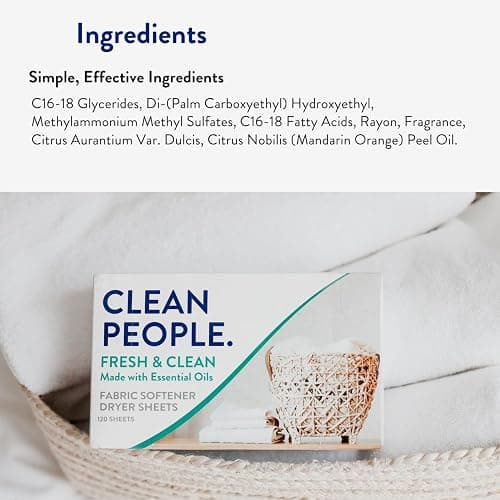 The Clean People Fabric Softener Sheets - Dryer Sheets - Softens & Removes Static Cling - Vegan Laundry Softener With Essential Oils - Fresh Scent, 120 Pack thumbnail 8