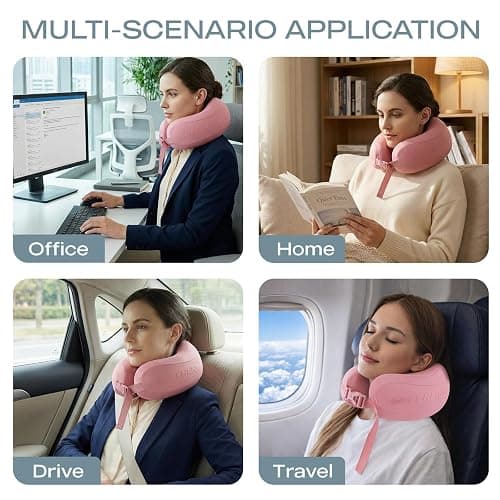 Skechers Neck Pillow for Traveling,Memory Foam Travel Neck Pillow for Airplane Travel Pillow for Flight Headrest Sleep, Portable Plane Accessories,Pink thumbnail 7