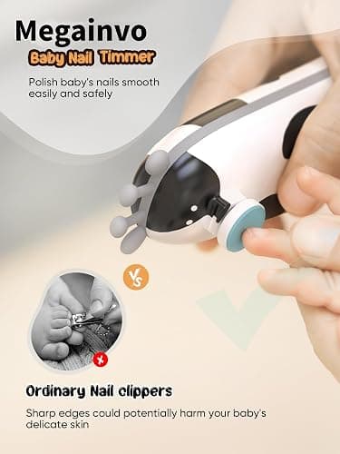 Megainvo Baby Nagelfeile Elektrisch Nageltrimmer Baby Nail File Trimmer Electric Fingernagelfeile Nagelschere Nagelknipser Nagelpflegeset Baby Maniküre Set für Neugeborene, Newborn Baby Essentials thumbnail 3