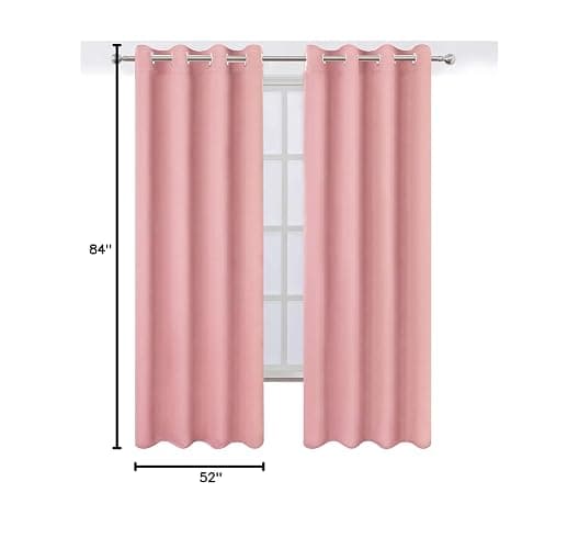 LEMOMO Baby Pink Bedroom Blackout Curtains/52 x 84 Inch Long/Set of 2 Curtain Panels/Thermal Insulated Room Darkening Curtains for Bedroom thumbnail 2