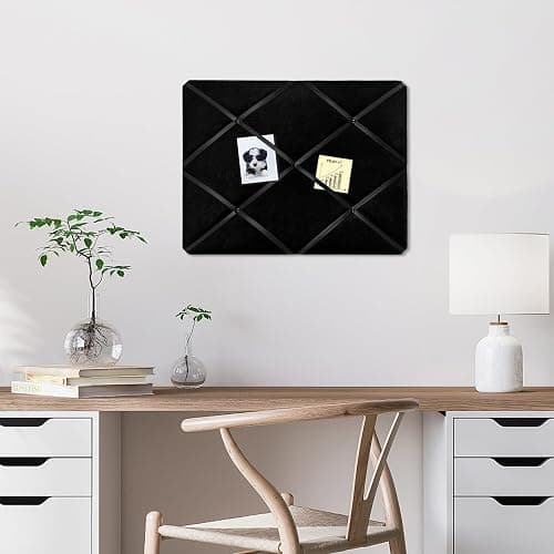 Aitakatta Black Fabric Memo Bulletin Board, 23.6x17.7 inches Velvet Pin Board for Wall, Vision Board Message Board Cork Board with Criss-Cross Ribbons for Home Office School Wall Decor(BK Velvet,4560) thumbnail 4