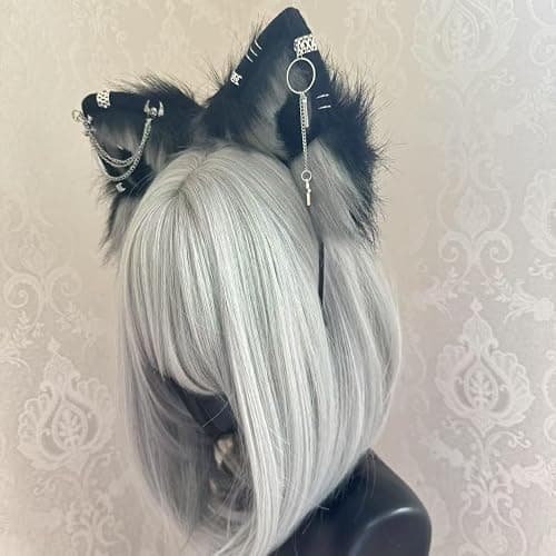 Wzltyrzz Handmade Wolf Fox Cat Ears Animal Headband Clip Cosplay Cute Head Accessories Punk Gothic for Halloween WZED-ALL-B thumbnail 2
