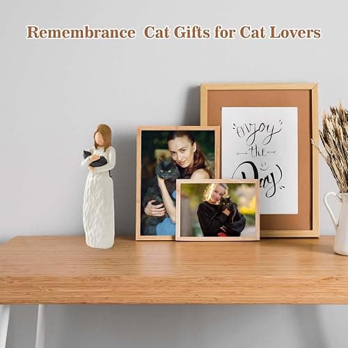 Cuayaes Black Cat Memorial Gifts for Women, Cat Ornaments for Pet Lovers Home Decor, Resin Pet Friendship Guardian Angel Statue, Loss of Pet Bereavement Gifts thumbnail 2
