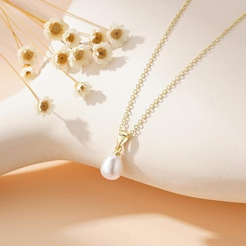 Yoosteel Gold Pearl Necklaces for Women - Dainty 14K Gold Plated Pearl Choker Pendant Necklace for Women Trendy Gold Simple Elegant Necklaces Bridesmaid Wedding Gifts Jewelry thumbnail 7