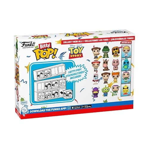 Funko Bitty Pop! Toy Story - Woody 4PK - Woody, Rex, Slinky Dog and A Surprise Mystery Mini Figure - 0.9 Inch (2.2 Cm) Collectable - Stackable Display Shelf Included - Gift Idea - Cake Topper thumbnail 4