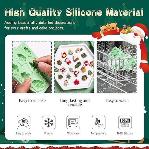 KALAIEN 3 Pcs Christmas Chocolate Molds,Christmas Tree Cake Mold,Santa Claus Fondant Candy Mold for Clay,Candle,Cake Topper Decoration Supplies thumbnail 4